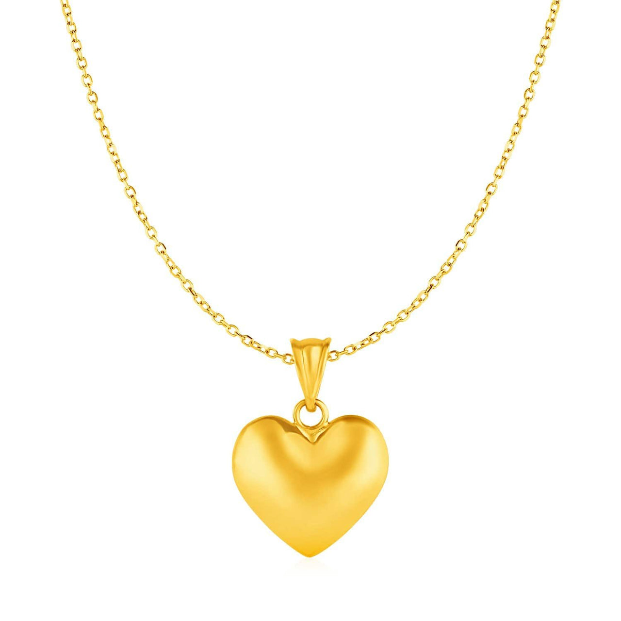 Puffed Heart Pendant in 10k Yellow Gold Pendants Angelucci Jewelry   