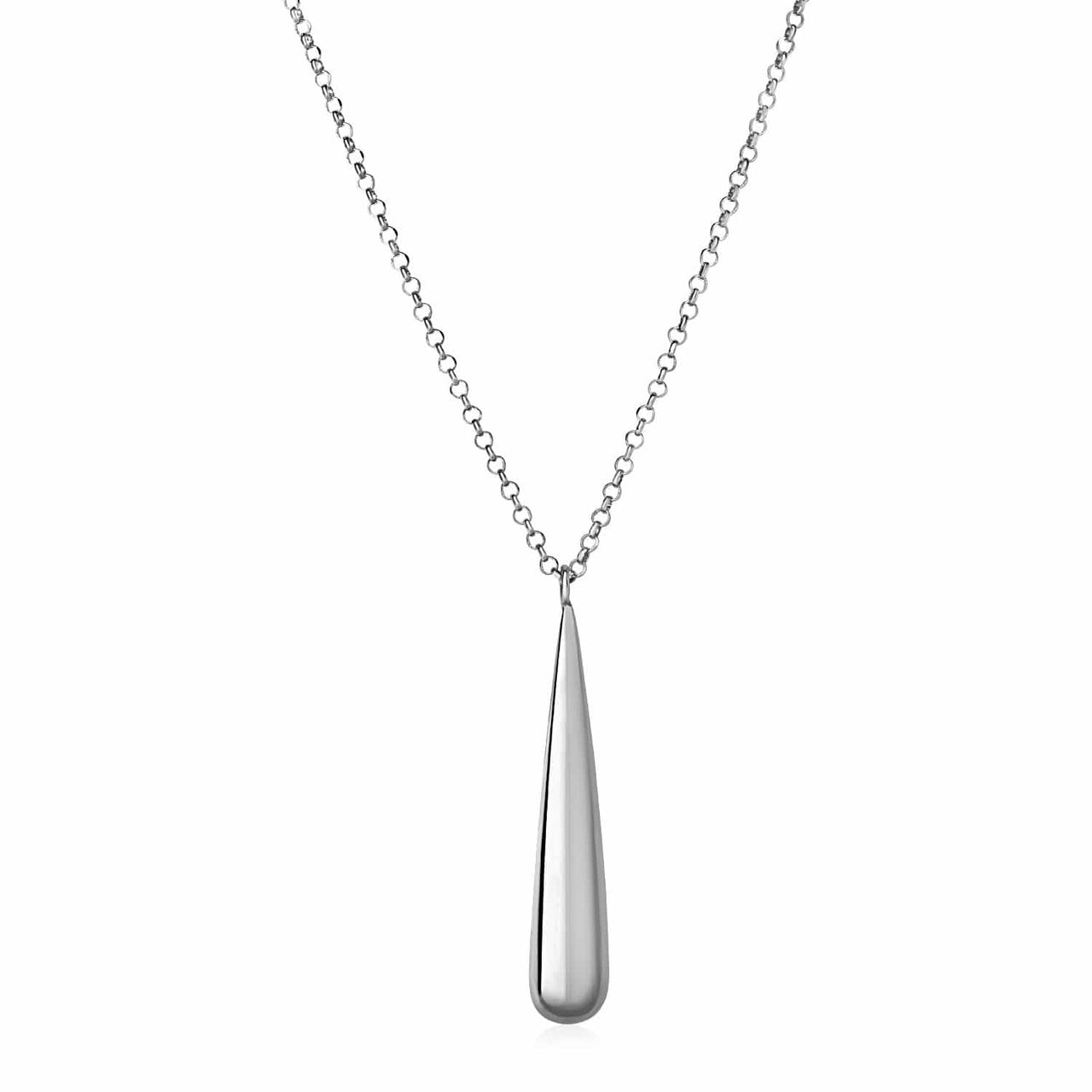 Pendant with Polished Tear Drop in Sterling Silver Pendants Angelucci Jewelry   