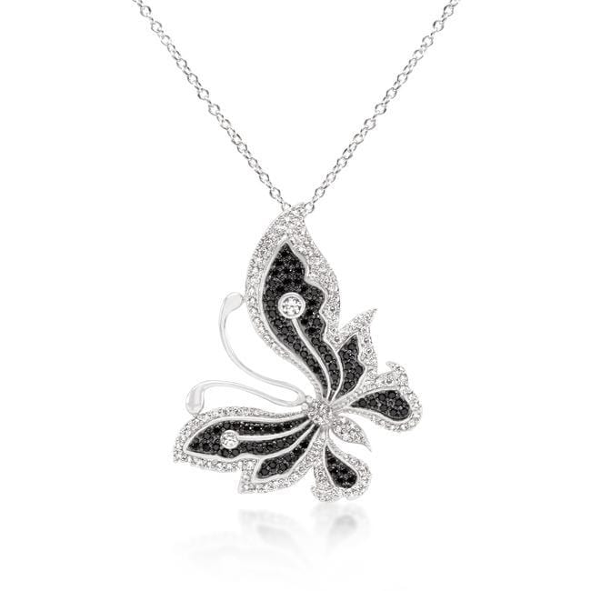 Black and White Large Cubic Zirconia Butterfly Pendant Pendants JGI   