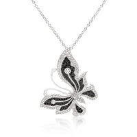 Thumbnail for Black and White Large Cubic Zirconia Butterfly Pendant Pendants JGI   