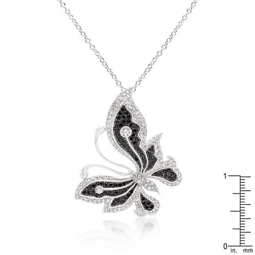 Black and White Large Cubic Zirconia Butterfly Pendant Pendants JGI   