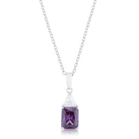 Thumbnail for Classic Amethyst Cubic Zirconia Sterling Silver Drop Necklace Pendants JGI   