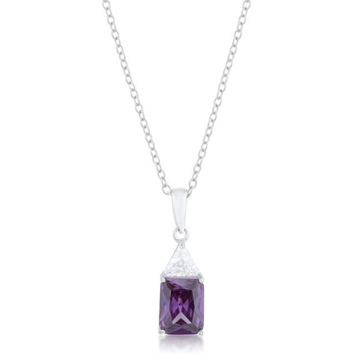 Classic Amethyst Cubic Zirconia Sterling Silver Drop Necklace Pendants JGI   