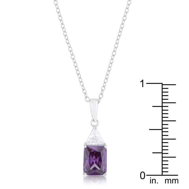 Classic Amethyst Cubic Zirconia Sterling Silver Drop Necklace Pendants JGI   