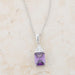 Classic Amethyst Cubic Zirconia Sterling Silver Drop Necklace Pendants JGI   