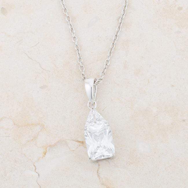 Classic Cubic Zirconia Sterling Silver Drop Necklace Pendants JGI   