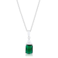 Thumbnail for Classic Emerald Cubic Zirconia Sterling Silver Drop Necklace Pendants JGI   