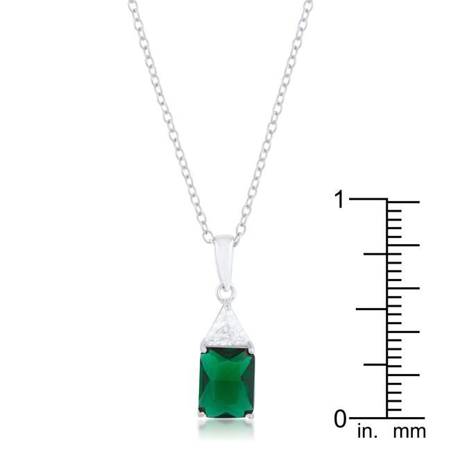 Classic Emerald Cubic Zirconia Sterling Silver Drop Necklace Pendants JGI   