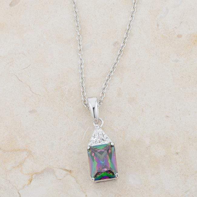 Classic Mystic Cubic Zirconia Sterling Silver Drop Necklace Pendants JGI   