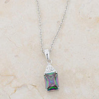 Thumbnail for Classic Mystic Cubic Zirconia Sterling Silver Drop Necklace Pendants JGI   
