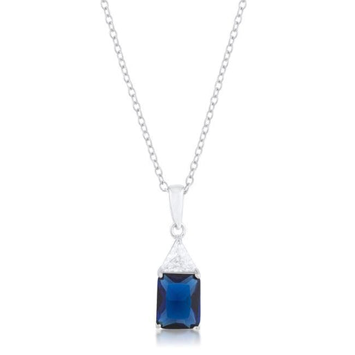 Classic Sapphire Cubic Zirconia Sterling Silver Drop Necklace Pendants JGI   