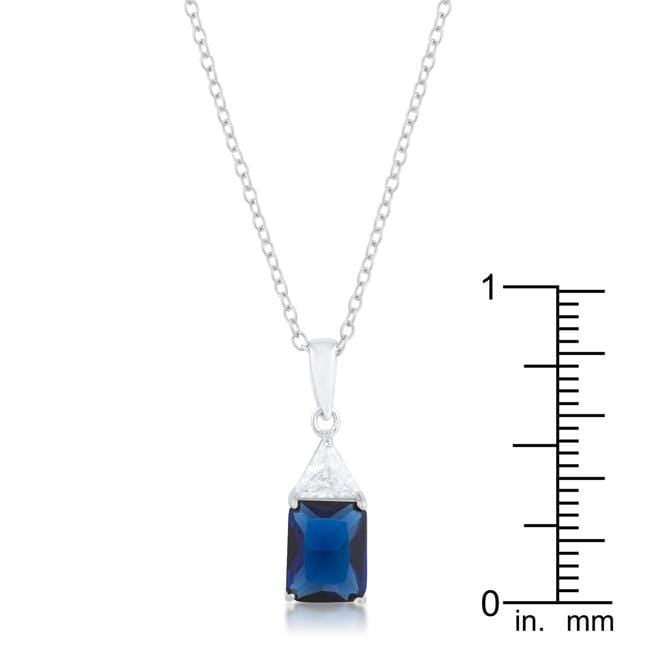 Classic Sapphire Cubic Zirconia Sterling Silver Drop Necklace Pendants JGI   