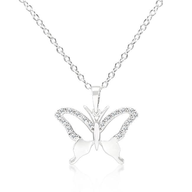 Cubic Zirconia Butterfly Pendant Necklace Pendants JGI   