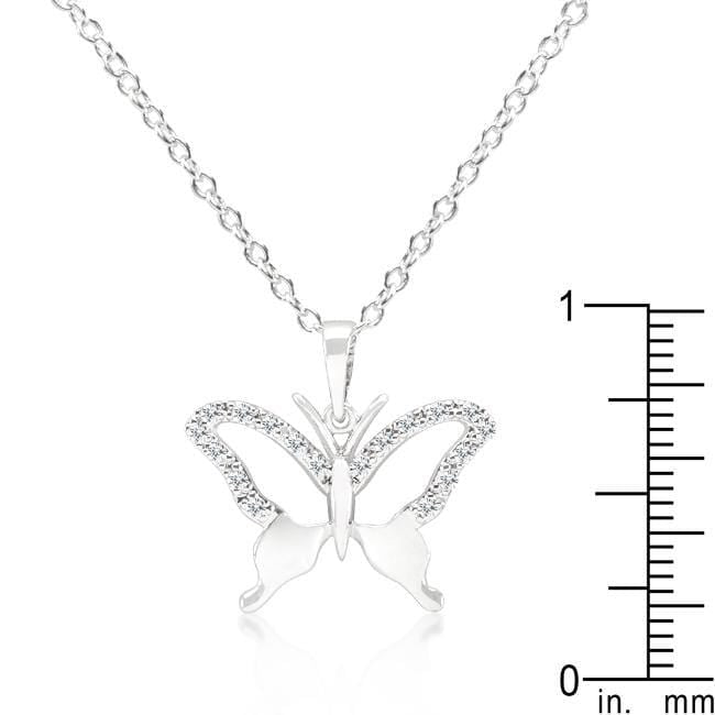 Cubic Zirconia Butterfly Pendant Necklace Pendants JGI   