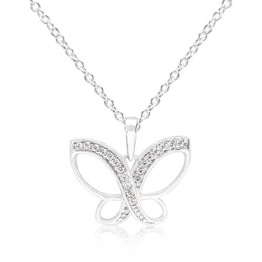 Dainty Butterfly Cubic Zirconia Pendant Necklace Pendants JGI   