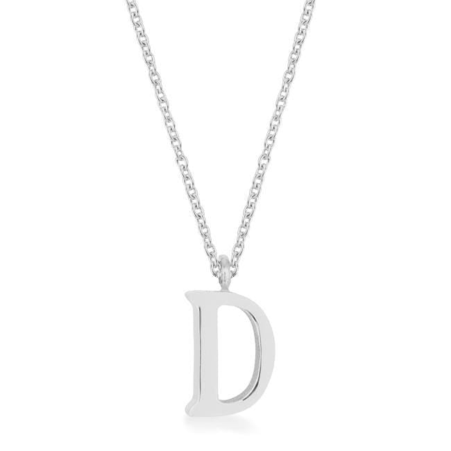 Elaina Rhodium Stainless Steel D Initial Necklace Pendants JGI   