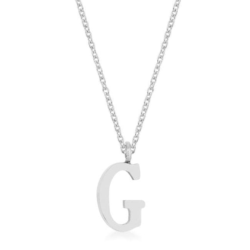 Elaina Rhodium Stainless Steel G Initial Necklace Pendants JGI   