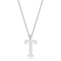 Thumbnail for Elaina Rhodium Stainless Steel T Initial Necklace Pendants JGI   