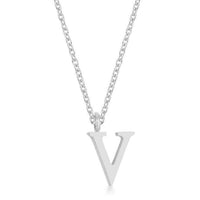 Thumbnail for Elaina Rhodium Stainless Steel V Initial Necklace Pendants JGI   