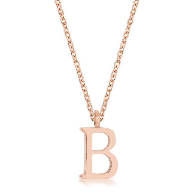 Elaina Rose Gold Stainless Steel B Initial Necklace Pendants JGI   
