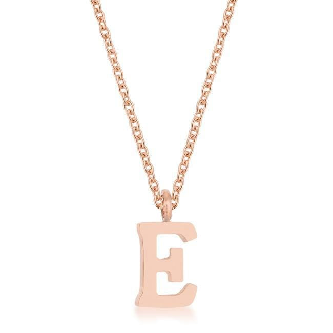 Elaina Rose Gold Stainless Steel E Initial Necklace Pendants JGI   