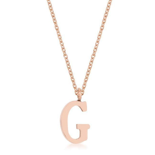 Elaina Rose Gold Stainless Steel G Initial Necklace Pendants JGI   