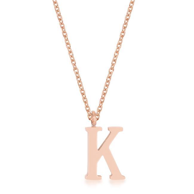 Elaina Rose Gold Stainless Steel K Initial Necklace Pendants JGI   