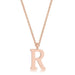 Elaina Rose Gold Stainless Steel R Initial Necklace Pendants JGI   