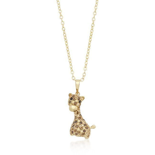 Golden Cubic Zirconia Giraffe Pendant Necklace Pendants JGI   