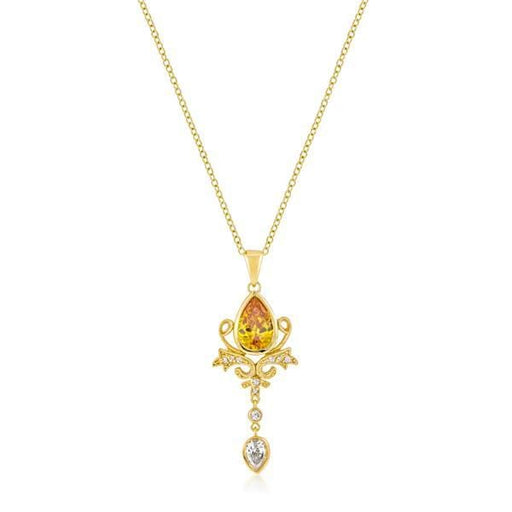 Golden Elegant Teardrop Crest Pendant Pendants JGI   