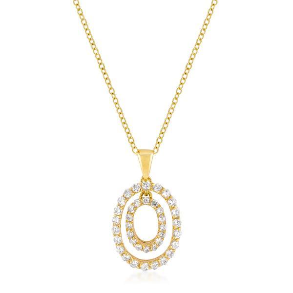 Golden Oval CZ Pendant Pendants JGI   
