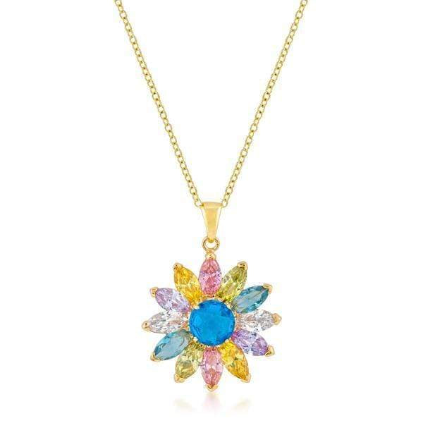 Goldtone Colorful Flower Pendant Pendants JGI   