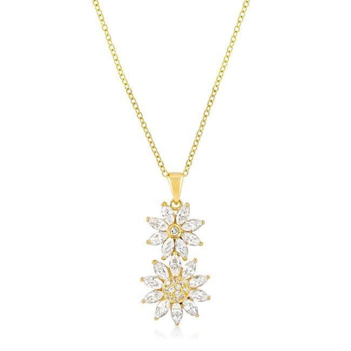 Goldtone Dual Floral Pendant Pendants JGI   