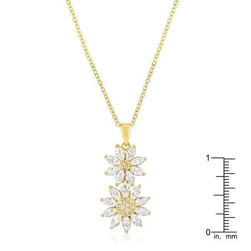 Goldtone Dual Floral Pendant Pendants JGI   