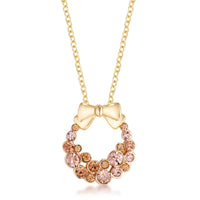 Thumbnail for Goldtone Holiday Wreath Champagne Crystal Pendant Pendants JGI   