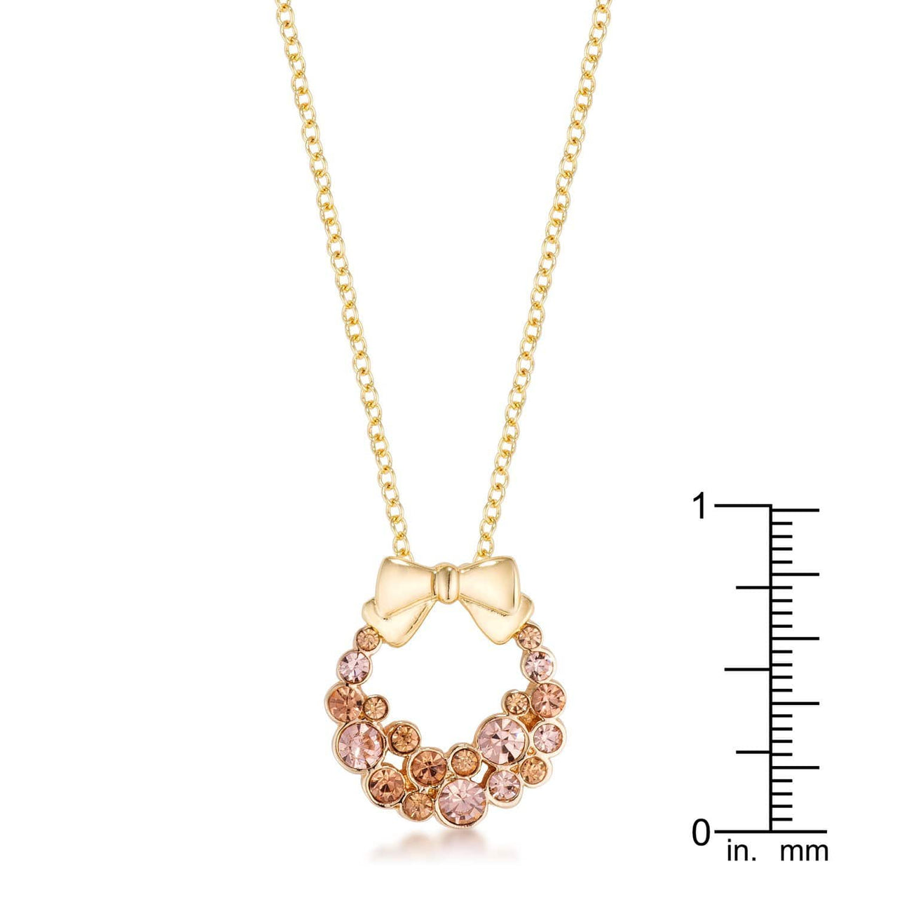 Goldtone Holiday Wreath Champagne Crystal Pendant Pendants JGI   