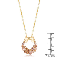 Thumbnail for Goldtone Holiday Wreath Champagne Crystal Pendant Pendants JGI   