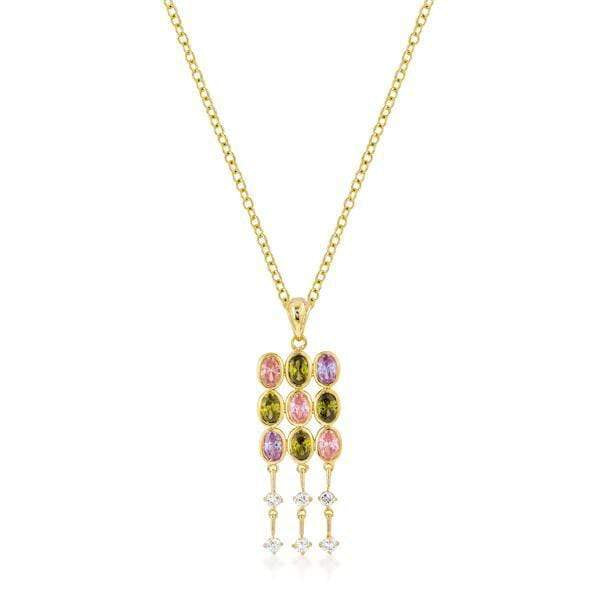Goldtone Oval CZ Crest Pendant Pendants JGI   
