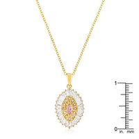 Thumbnail for Goldtone Pink and Clear CZ Oval Halo Pendant Pendants JGI   