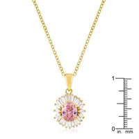 Thumbnail for Goldtone Pink CZ Oval Halo Pendant Pendants JGI   