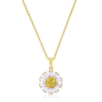 Thumbnail for Goldtone Purple and Yellow Cubic Zirconia Floral Pendant Pendants JGI   