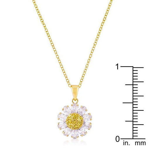 Goldtone Purple and Yellow Cubic Zirconia Floral Pendant Pendants JGI   