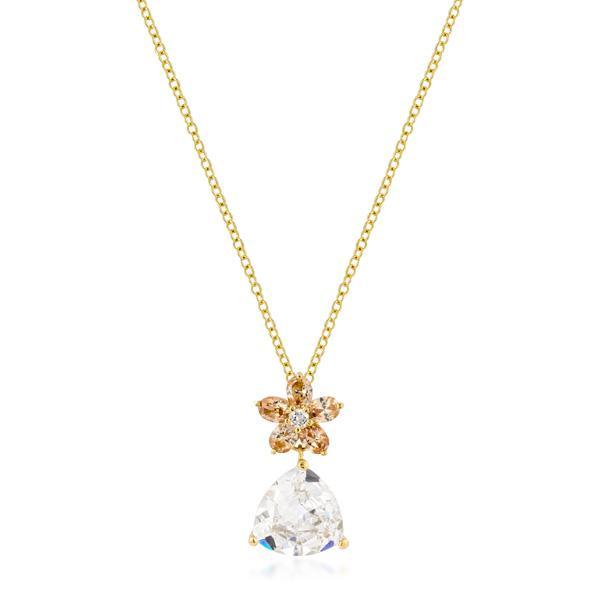 Goldtone Trillion Floral Pendant Pendants JGI   