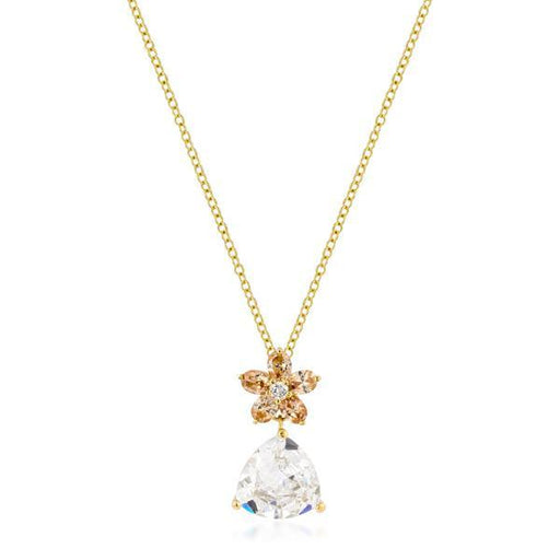 Goldtone Trillion Floral Pendant Pendants JGI   