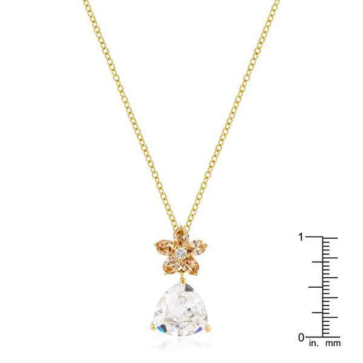 Goldtone Trillion Floral Pendant Pendants JGI   