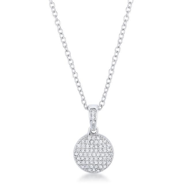 Lovely Rhodium Necklace with CZ Disk Pendant Pendants JGI   