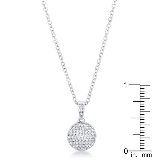 Lovely Rhodium Necklace with CZ Disk Pendant Pendants JGI   
