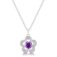 Thumbnail for 7mm Floral Cubic Zirconia Amethyst Fashion Pendant Pendants JGI   