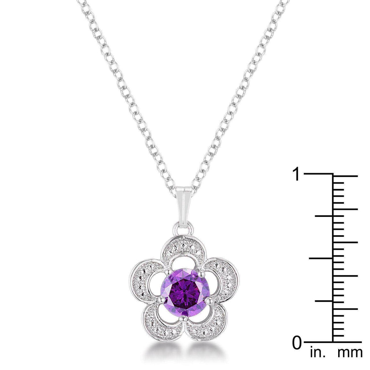 7mm Floral Cubic Zirconia Amethyst Fashion Pendant Pendants JGI   