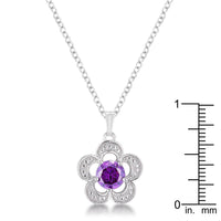 Thumbnail for 7mm Floral Cubic Zirconia Amethyst Fashion Pendant Pendants JGI   
